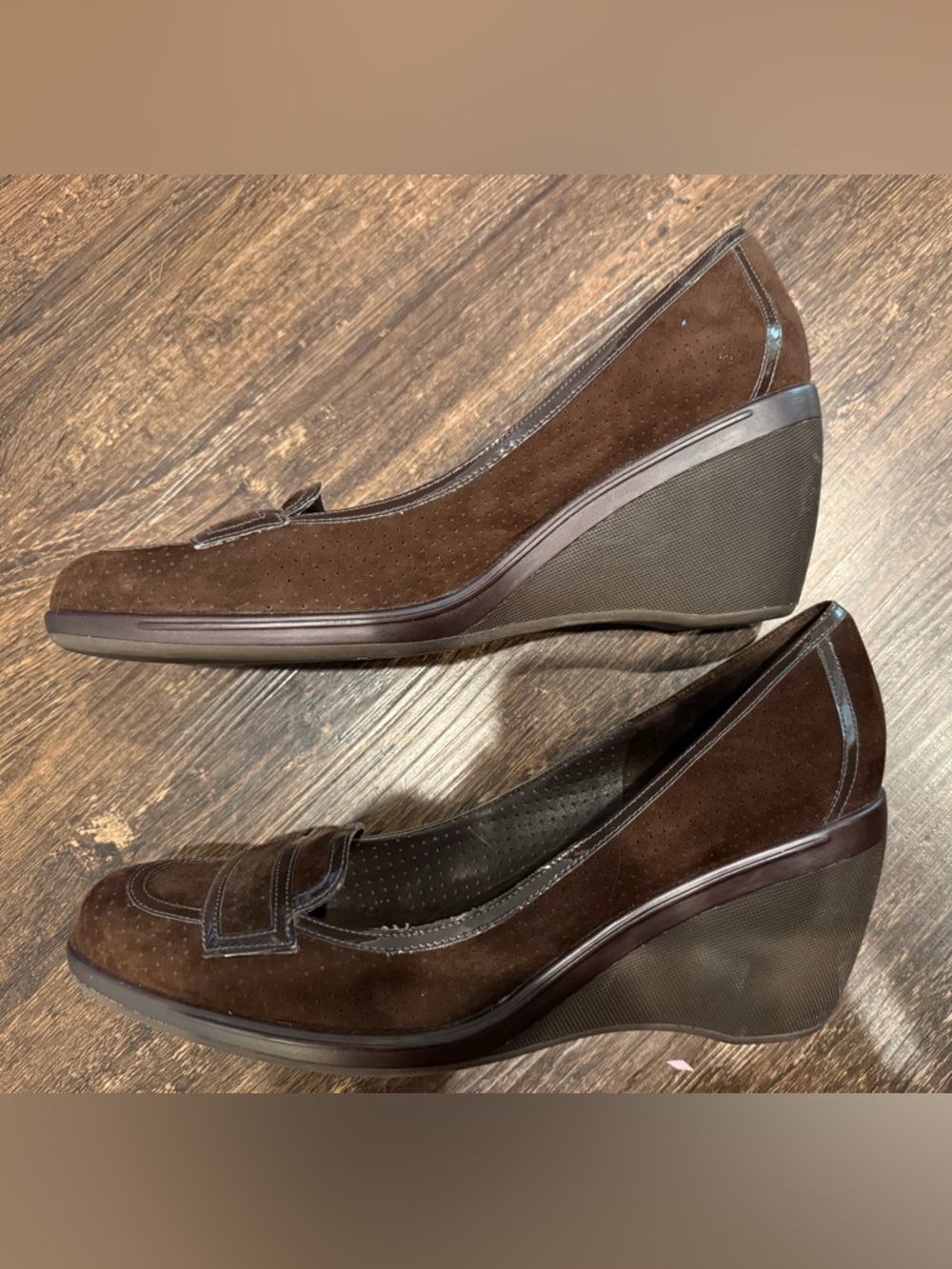 Cole Haan brown suede loafer wedge heels, featuring Nike Air technology, 9.5 - Picture 3 of 8